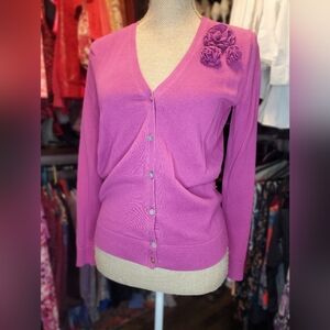 Lands' End Adorable Magenta Pink Lightweight and Very Feminine Sweater US sz XS